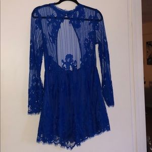 NWT Electric Blue Lacey Festival Romper - Size XL